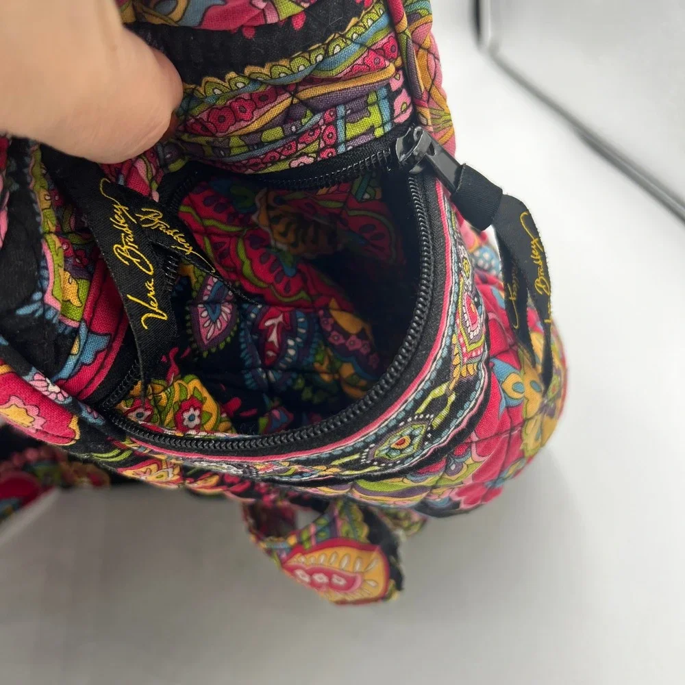 Vera Bradley Quilted Cotton Backpack Black Floral 15